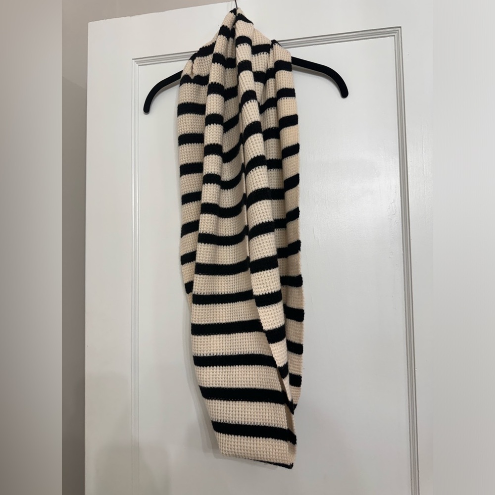 Jcrew ivory and black striped wool blend infinity scarf